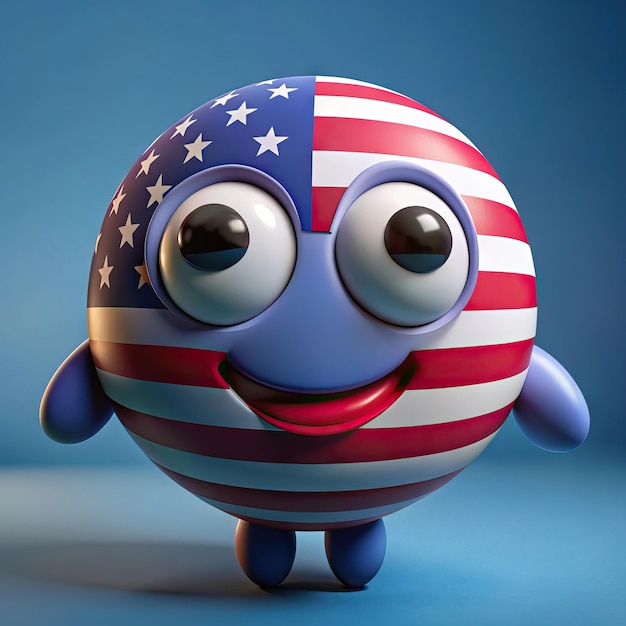 Photo a blue toy with the american flag on it