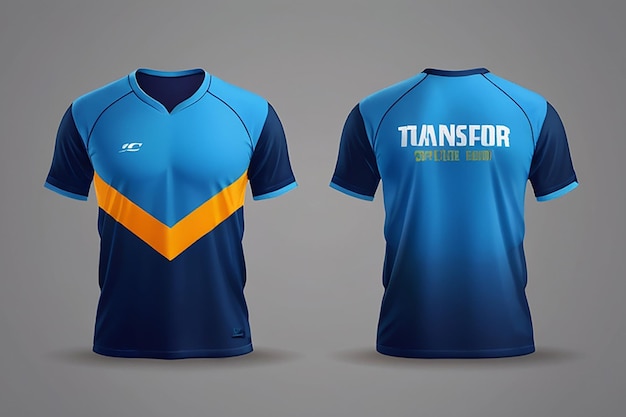 Blue tshirt sport design template for soccer jersey football kit and tank top for basketball jersey