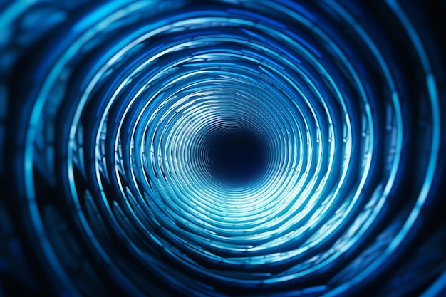 A blue tube with a spiral in it