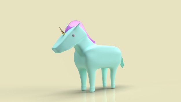 The blue unicorn for symbol startup business 3d rendering
