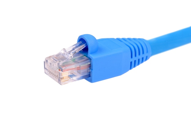 Blue utp cat6 network cable isolated on white