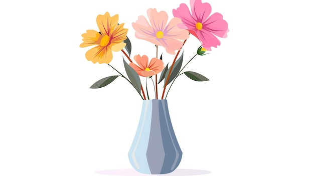 Photo a blue vase with flowers in it and a picture of a vase with the words flowers