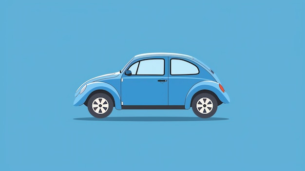 A blue vintage car illustrated on a light blue background