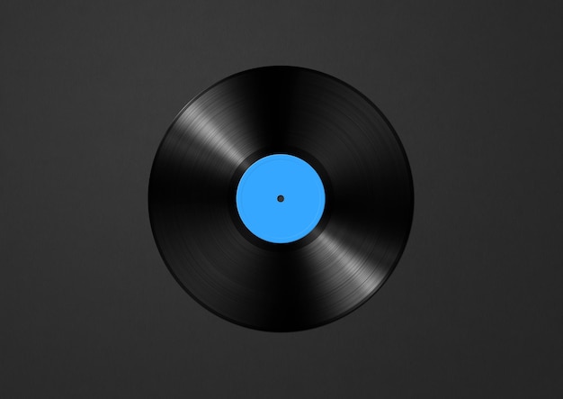 Blue vinyl record isolated on black background