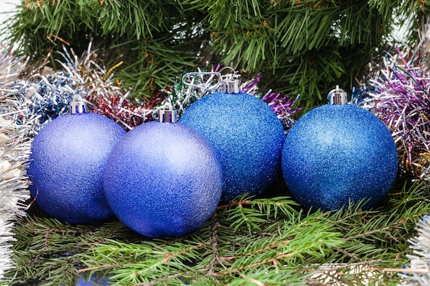 Blue violet Christmas balls tinsel Xmas tree 7