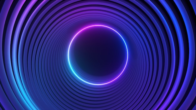 Blue violet neon circle abstract futuristic high tech motion