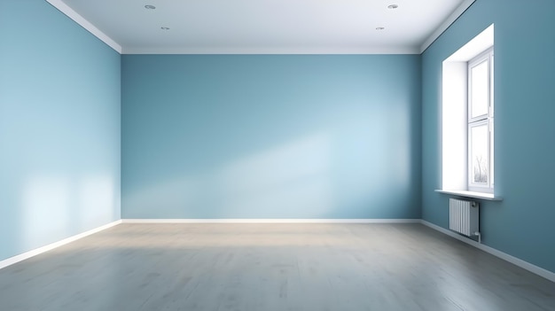 Blue wall in an empty room