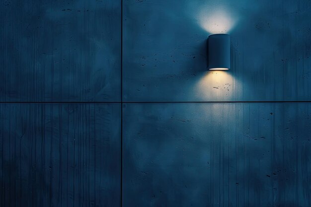 Photo a blue wall with a light and a white light