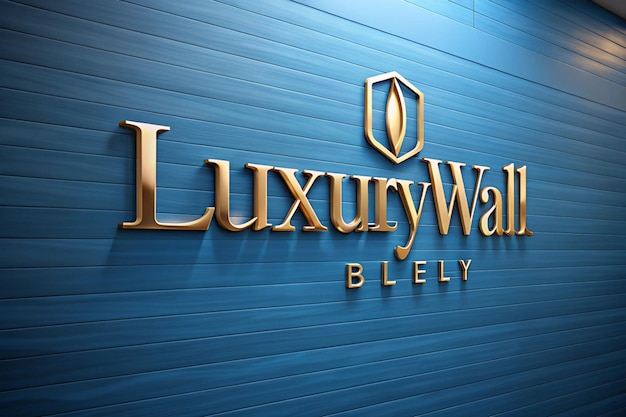 a blue wall with a sign that says luxury wallpaper