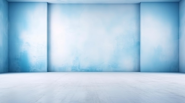 A blue wall with a white background and a blue wall with white clouds.