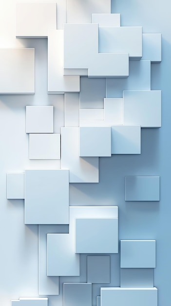 a blue wall with white cubes on it and a blue background