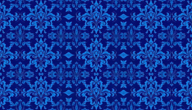 Blue wallpaper with damask pattern isolated with white highlights