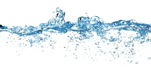 Blue water and air bubbles in the pool over png background