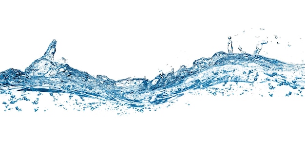 A Blue water and air bubbles in the pool over white background