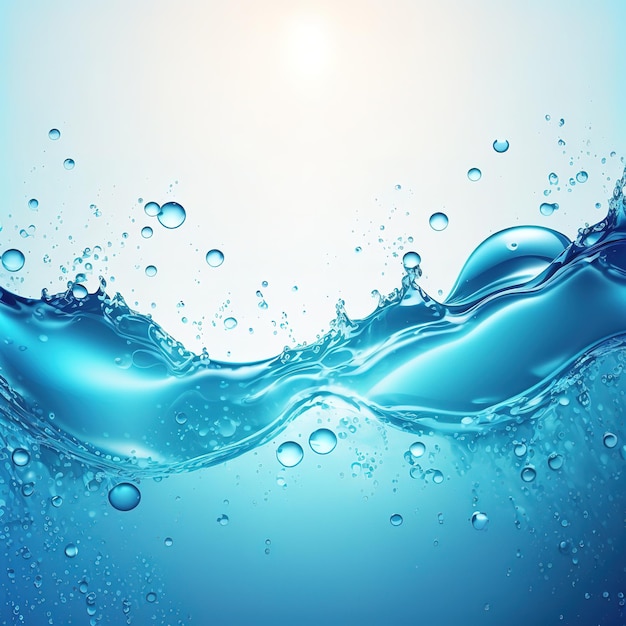 A blue water background with bubbles and the word water on it