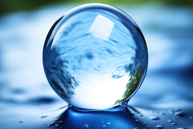 Blue Water Bubble Ball A Sphere of Liquid Tranquility and Playful Reflections