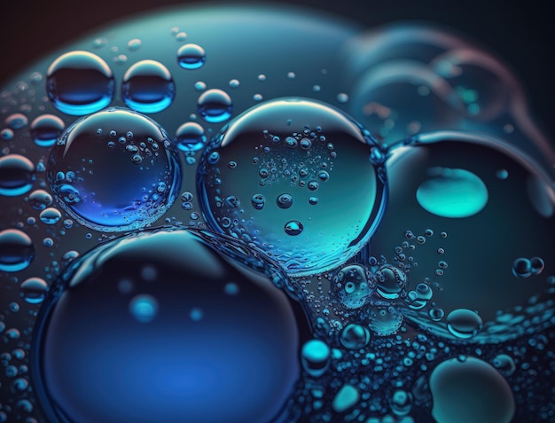 Blue water bubbles Dynamic liquid shapes background created with Generative AI technology