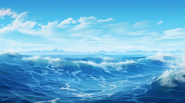 Blue water ocean waves wallpaper AI Generated art