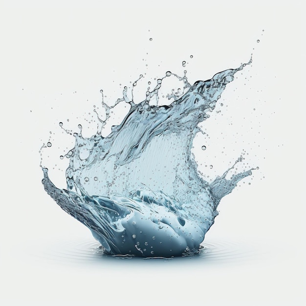 blue water splash isolated on white background, ai generative