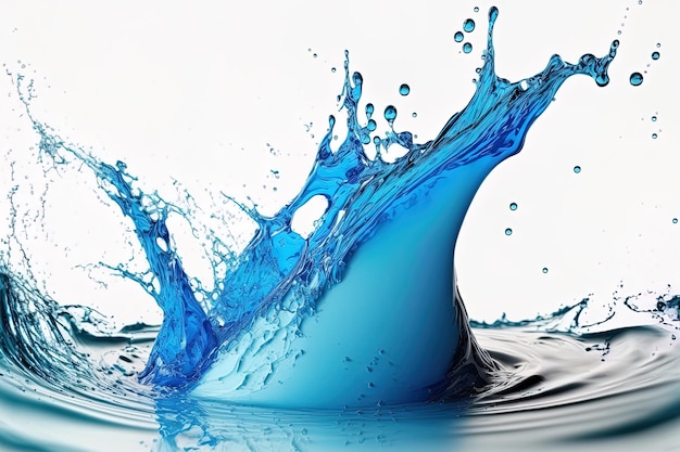 Blue water splash white background with an isolated water splash