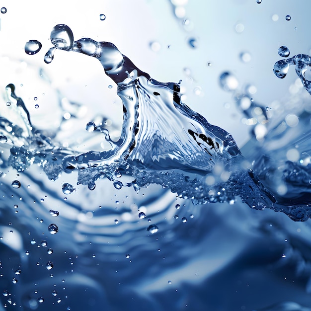 a blue water splash with bubbles that is about to be splashed