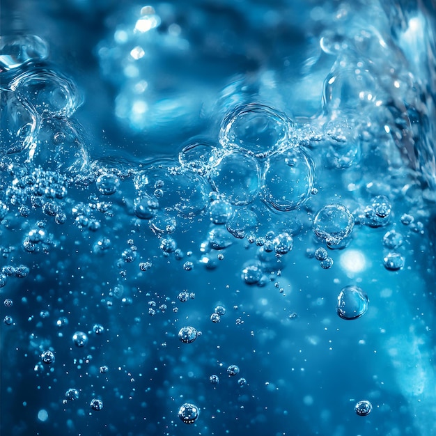 Photo a blue water splash with bubbles that is being splashed