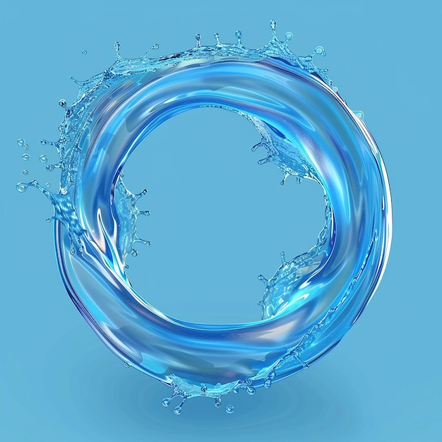 a blue water splash with the word quot o quot in the middle