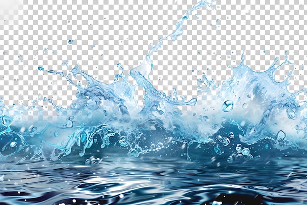 Blue water splashing alone isolated on transparent background