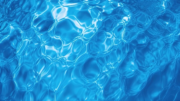 Blue water surface Water surface in vibrant blue color Flat lay copy space generative ai