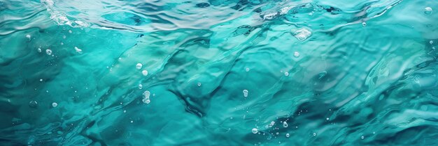 Photo blue water surface with ripples and waves background top view textured banner