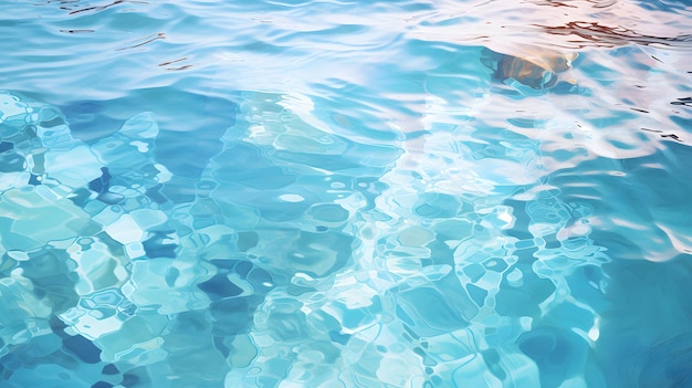 Blue water surface with sun reflections in swimming pool Abstract background