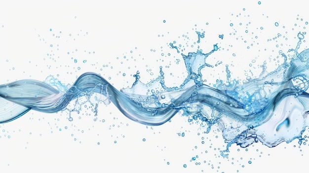 Blue water swirl splash with little bubbles isolated on clear png background liquid flowing in form of wave with Generative Ai ar 169 Job ID 2b6c6369128646e280950e82a1532771