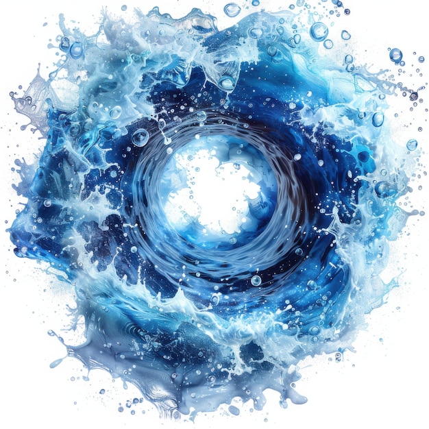 Photo blue water swirl splash with little bubbles isolated on white background stylize 750 job id 076e30a611064294b085d8b32b7b3912