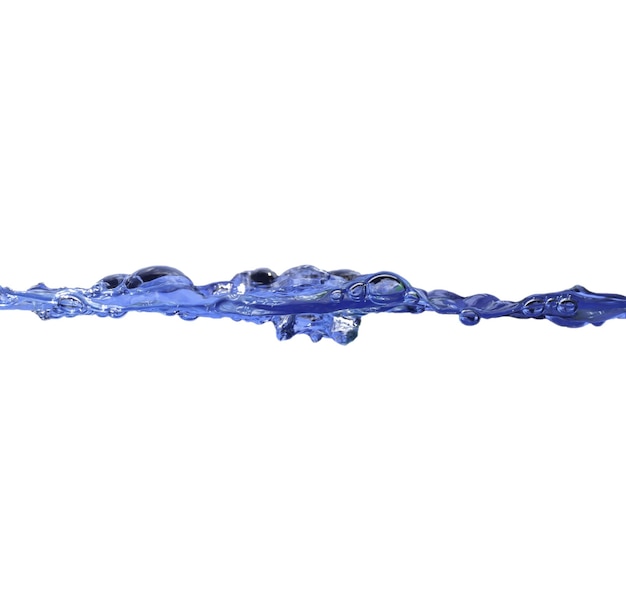 Blue Water waves and air bubbles. white background, copy space above and below. clipping path