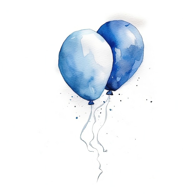 Blue watercolor balloon isolated Illustration AI GenerativexA