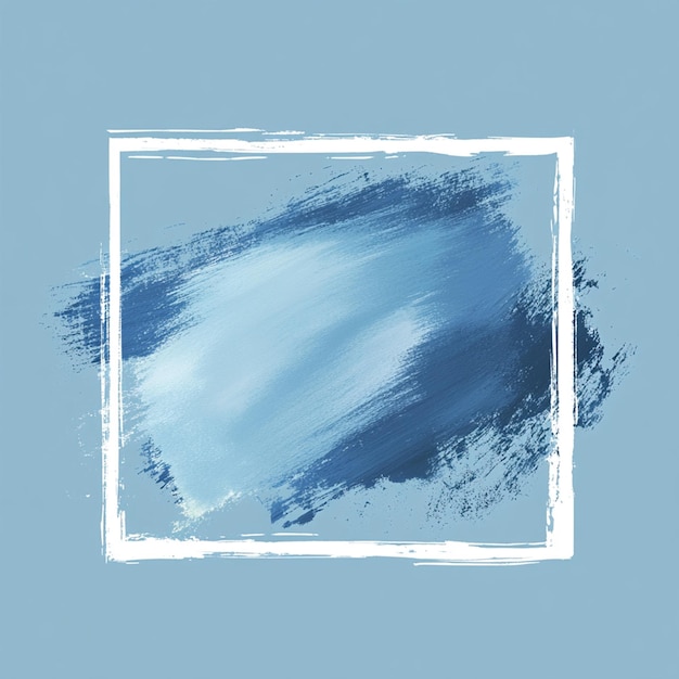 Photo blue watercolor brush strokes with white square frame