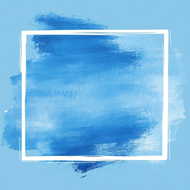 Photo blue watercolor brush strokes with white square frame