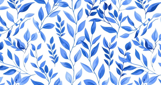 Photo blue watercolor leaf pattern on white background depicting natural elegance and artistic design