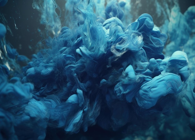 Blue watercolor paint in water background created with Generative AI technology