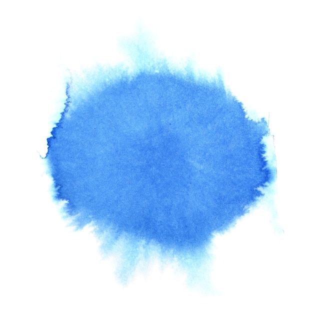 Blue watercolor round stain. Abstract background. Space for your own text. Raster illustration