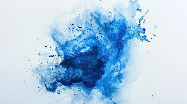 Photo blue watercolor stain on white background texture splash watercolor water liquid paper artist