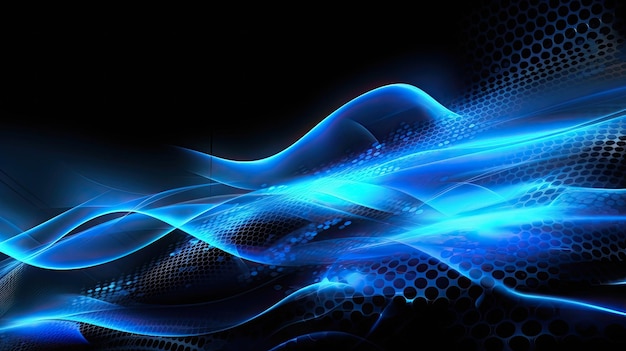 A blue wave background with a black background