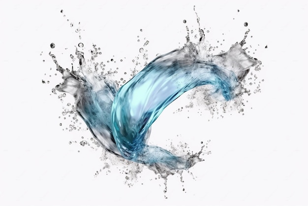 A blue wave is formed by water droplets.