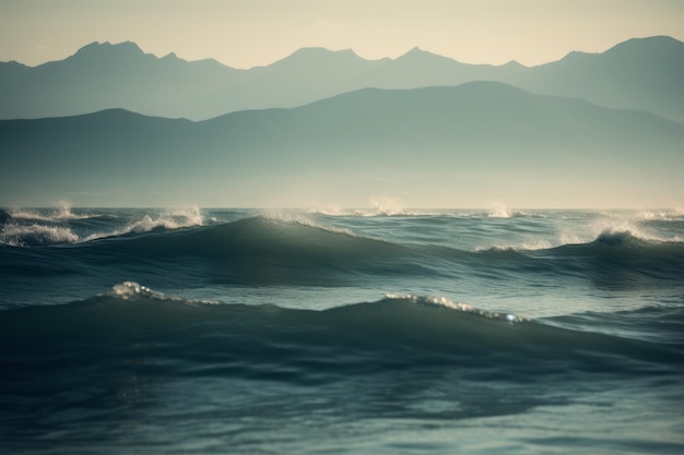 Blue wave ocean landscape Generate AI