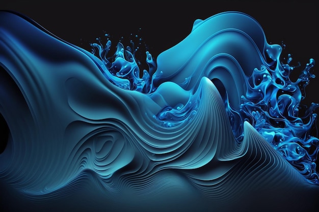 A blue wave with a black background