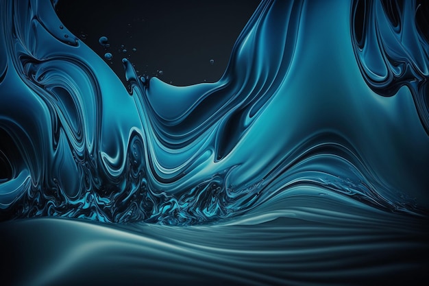 A blue wave with a black background