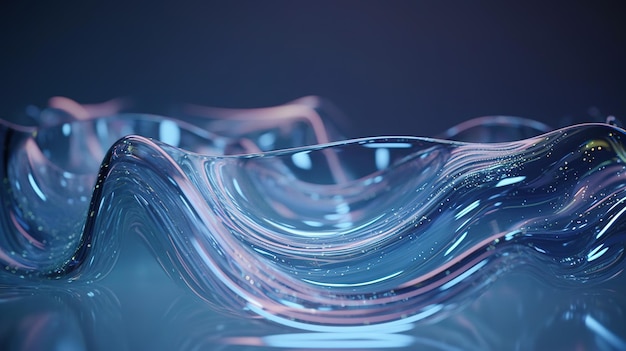 A blue wavy glass texture is shown against a blue background