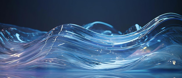 A blue wavy glass texture is shown against a blue background