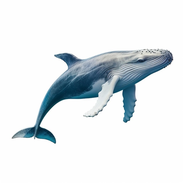 A blue whale is swimming in the water.