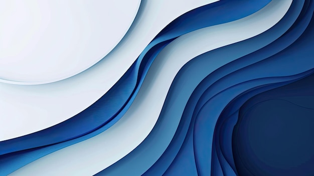 a blue and white abstract painting of a wave